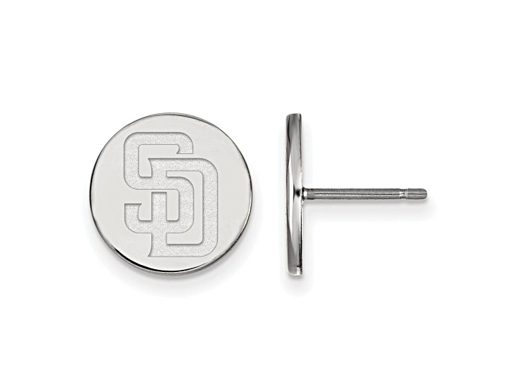 Rhodium Over Sterling Silver MLB LogoArt San Diego Padres Post Earrings