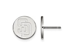 Rhodium Over Sterling Silver MLB LogoArt San Diego Padres Post Earrings