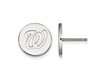 Rhodium Over Sterling Silver MLB LogoArt Washington Nationals Post Earrings