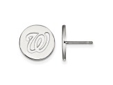 Rhodium Over Sterling Silver MLB LogoArt Washington Nationals Post Earrings