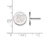 Rhodium Over Sterling Silver MLB LogoArt Washington Nationals Post Earrings