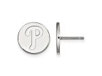 Rhodium Over Sterling Silver MLB LogoArt Philadelphia Phillies Post Earrings