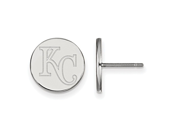 Rhodium Over Sterling Silver MLB LogoArt Kansas City Royals Post Earrings