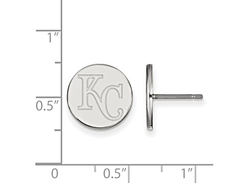 Rhodium Over Sterling Silver MLB LogoArt Kansas City Royals Post Earrings