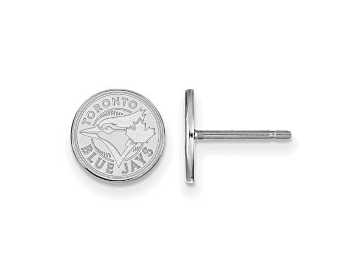 Rhodium Over Sterling Silver MLB LogoArt Toronto Blue Jays Post Earrings