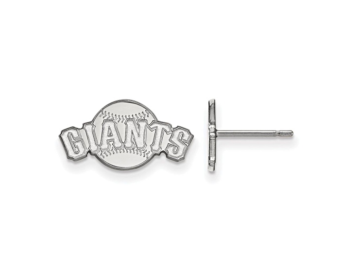 Rhodium Over Sterling Silver MLB LogoArt San Francisco Giants Post Earrings