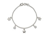 Sterling Silver Polished and Textured Stars Children's Bracelet