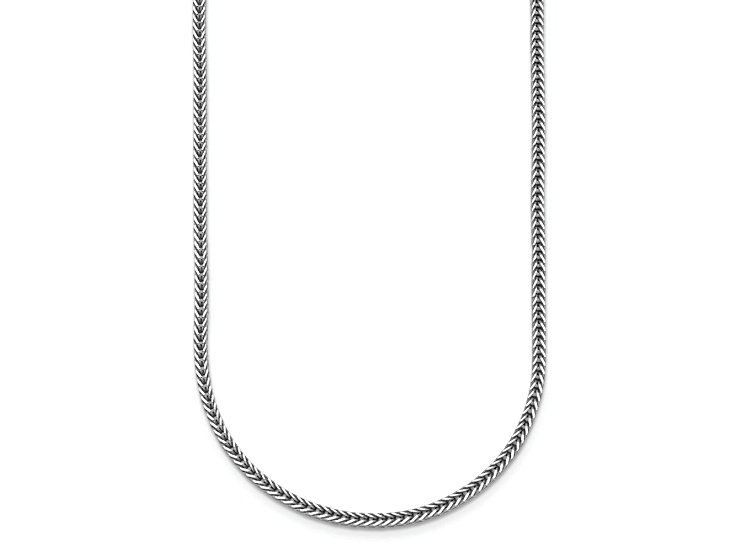 Rhodium Over Sterling Silver Polished 2.1mm Franco 20 Inch Chain