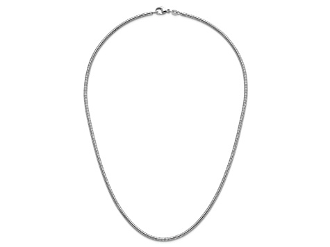 Rhodium Over Sterling Silver 2.4mm Snake 16 Inch Chain