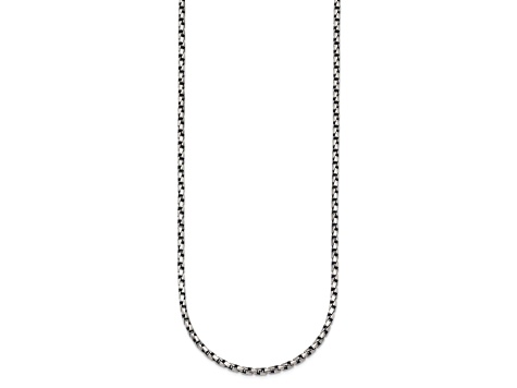 Sterling Silver Antiqued and Satin 2.5mm Twisted Box 24 inch Chain