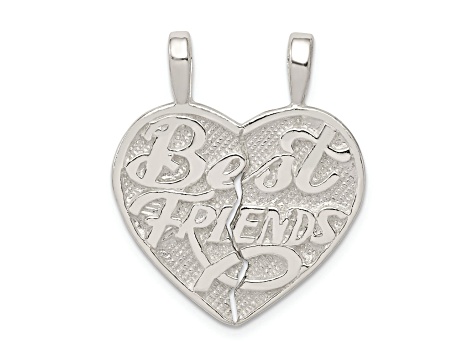 Sterling Silver Best Friend 2-piece break apart Heart Charm