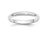 Rhodium Over Sterling Silver 3mm Half-Round Band