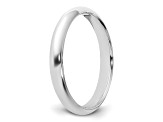 Rhodium Over Sterling Silver 3mm Half-Round Band