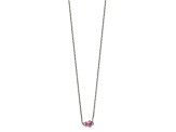 Rhodium Over Sterling Silver Pink Enamel Butterfly with 2-inch Extension Childs Necklace