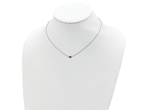 Rhodium Over Sterling Silver Pink Enamel Butterfly with 2-inch Extension Childs Necklace