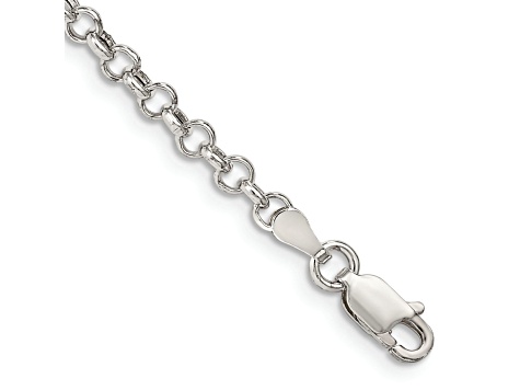 Sterling Silver 3mm Semi-solid Rolo Chain Bracelet