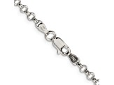 Sterling Silver 3mm Semi-solid Rolo Chain Bracelet