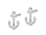 Rhodium Over Sterling Silver Polished Anchor Post Earrings