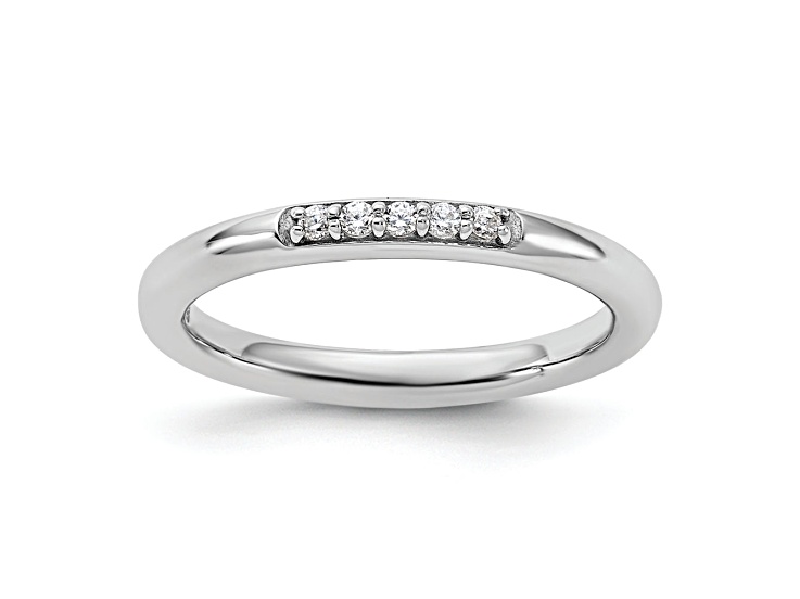 Rhodium Over Sterling Silver Stackable Expressions Cubic Zirconia Ring