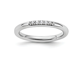 Rhodium Over Sterling Silver Stackable Expressions Cubic Zirconia Ring