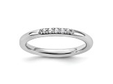 Rhodium Over Sterling Silver Stackable Expressions Cubic Zirconia Ring