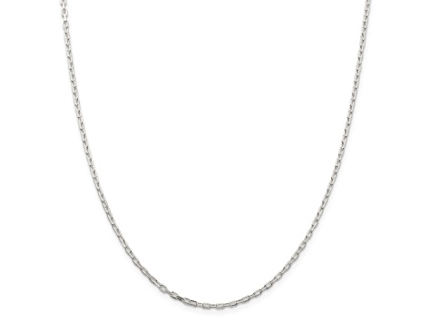 Sterling Silver 2.2mm Diamond-cut Long Link Cable Chain Necklace