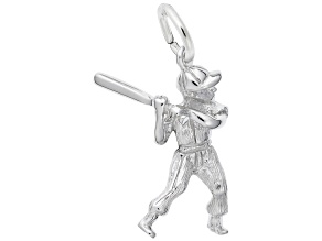 Silver Baseball Player Charm
