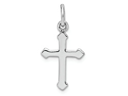 Collana Con Ciondolo Croce In Argento Sterling 925 – Placcata Rodio Fatto A Mano USA