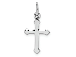 Rhodium Over Sterling Silver Polished Cross Pendant