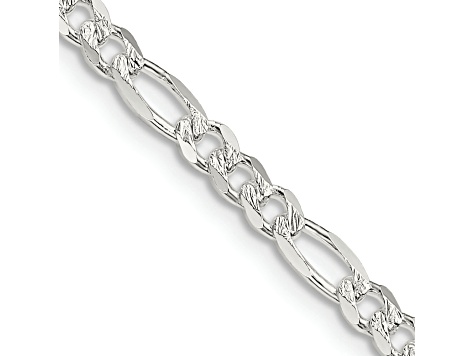 Sterling Silver 4mm Pavé Flat Figaro Chain