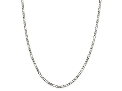 Sterling Silver 4mm Pavé Flat Figaro Chain