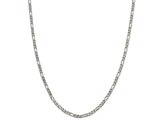 Sterling Silver 4mm Pavé Flat Figaro Chain