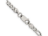 Sterling Silver 4mm Pavé Flat Figaro Chain