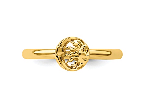 Sterling Silver Stackable Expressions Yellow-plated Sun/Moon Ring