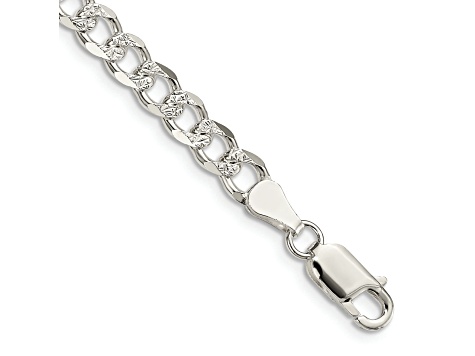 Sterling Silver 5.5mm Pavé Curb Chain Bracelet