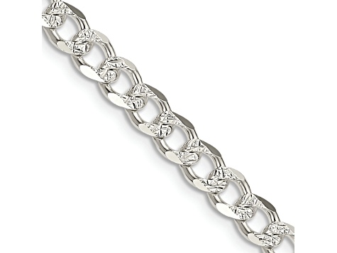 Sterling Silver 5.5mm Pavé Curb Chain Bracelet