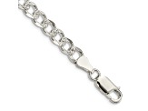 Sterling Silver 5.5mm Pavé Curb Chain Bracelet