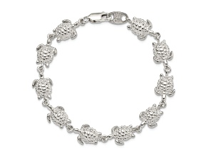 Sterling Silver Sea Turtle Link Bracelet