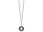 Sterling Silver Rhodium-plated 18-inch with 2-inch Extension Black Enamel Circle Necklace