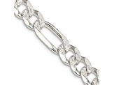 Sterling Silver 8mm Pavé Flat Figaro Chain