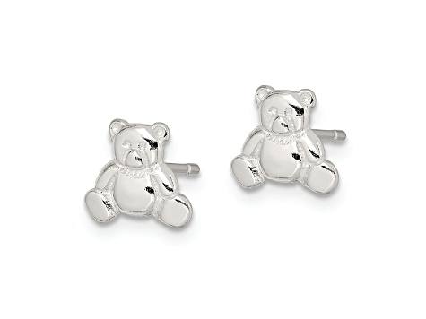 Sterling Silver Polished Teddy Bear Children's Post Earrings