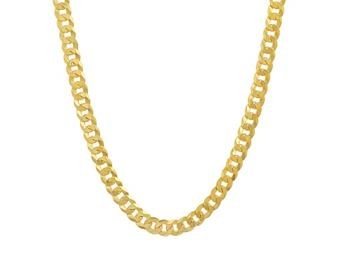 Unisex 14K Yellow Gold Over Sterling Silver Diamond Cut Curb Link Chain Necklace