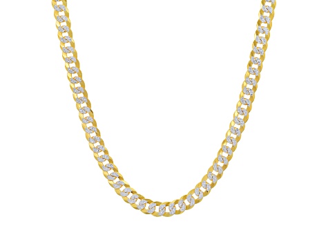14K Gold Over Sterling Silver Two-tone Diamond Cut Curb Link Necklace