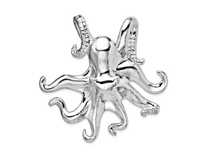 Rhodium Over Sterling Silver Polished Octopus Slide Pendant