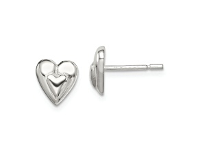 Sterling Silver Polished Heart Post Earrings