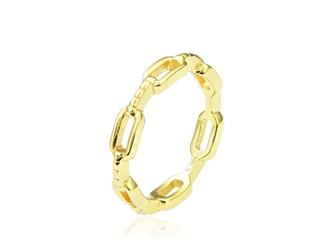 14K Yellow Gold Over Sterling Silver Chain Link Style Band Ring
