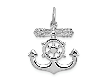 Picture of Rhodium Over Sterling Silver Mariner Cross Pendant