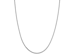 Rhodium Over Sterling Silver 2mm Beveled Oval Cable Chain