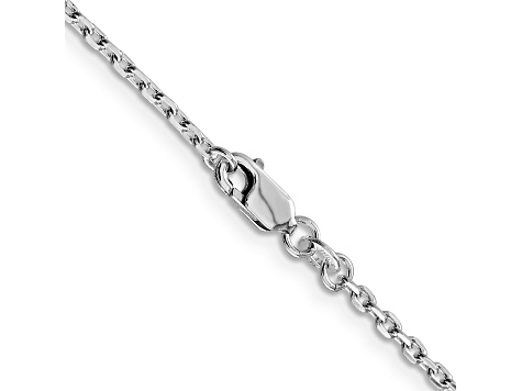 Rhodium Over Sterling Silver 2mm Beveled Oval Cable Chain