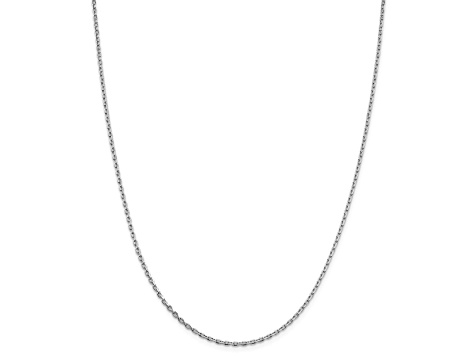 Rhodium Over Sterling Silver 2mm Beveled Oval Cable Chain